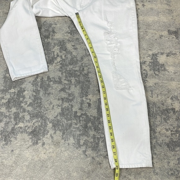 Frame Le Garcon Distressed Rolled Cuff Straight Jeans in White Mid Rise Sz 29 - Picture 9 of 15